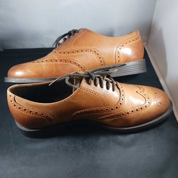 COLE HAAN British Tan Dustin Wing Tip Oxford Dress Shoe Men's 7M - Picture 7 of 12